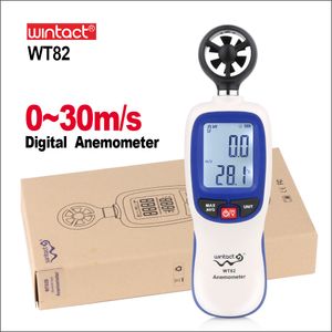 Medidor de velocidad del viento digital anemómetro instrumento de flujo de aire indicador de temperatura pantalla LCD tacómetro automático WT82 WT82B