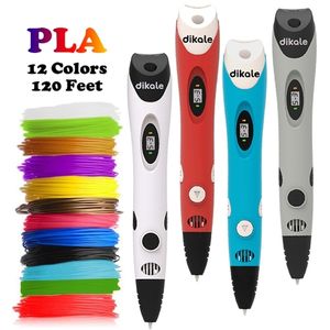 Dikale 3D Impression Scribble Pen Date Caneta 3D Lapiz Stylo 3D Impressora Dessin Stylo Crayon PLA Filament Pour Enfant Art et Artisanat 201214