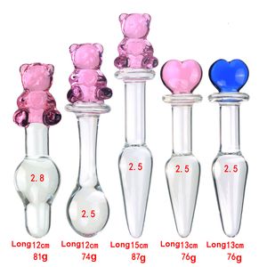 DildosDongs Mignon Ours Tête Verre Cristal Godes Anal Plug Perles Faux Pénis Vaginal Plaisir Baguette Produits de Sexe Pour Femmes Unisexe Jouets 230706