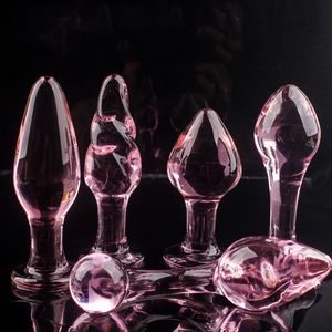 DildosDongs Pink Glass Anal plug para mujeres butt plugs Penis Nightlife Anus Dildo adulto masturbación Adulto Gay Sex Toys Lover Gifts 230706