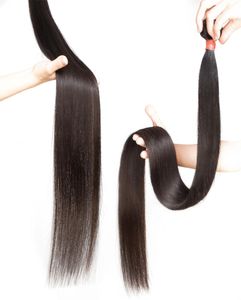 Dilys Extensions de cheveux humains longs et droits Extensions de cheveux brésiliens vierges Remy trames de cheveux couleur naturelle 30 32 34 pouces 8008105