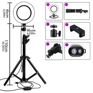 Anel de luz LED regulável para selfie com tripé USB Selfie Light Ring Light para fotografia grande com suporte para estúdio de celular