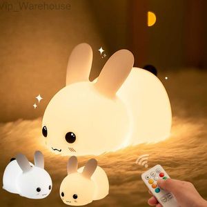Dimmable Silicone Lapin Lumières de nuit USB Lampes rechargeables pour bébé chambre dessin animé Forme de nuit Animal Cadeaux de Noël HKD230812