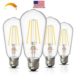 Ampoules Edison LED vintage à intensité variable 60 watts équivalent E26 remplacement de la lumière à incandescence 800LM 2700K ST58 ampoules à filament antiques ETL listées