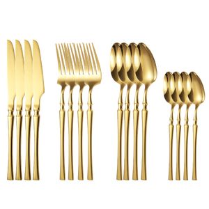 Ensembles de vaisselle 16pcs Gold Cutlery Set Forks Couteaux Couvoits Lavage Lavage en acier inoxydable Western Western Speerware Wedding Gift 230320