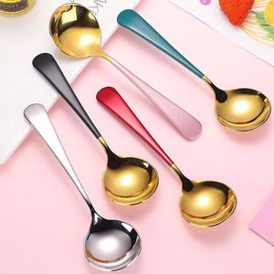 Ensembles de vaisselle 1 pièces en acier inoxydable 304 tête ronde servant une cuillère à dessert cuillère à soupe de miel cuillères de spécialité gadget de cuisine vaisselle