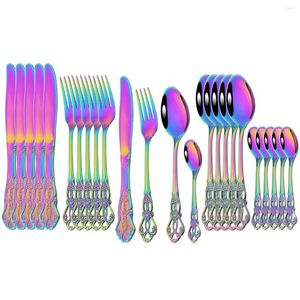 Juegos de vajilla 24 piezas cuchillo tenedor cuchara de café juego de cubiertos coloridos cubiertos de acero inoxidable vajilla occidental accesorios de cocina
