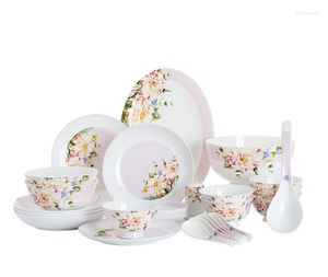 Ensembles de vaisselle 28pcs Set Bone China Dîner Red Royal Floral Design Bento Box Japanese Style Kitchen Thermal Party Party