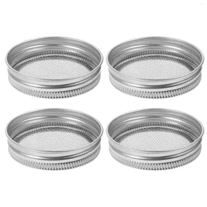 Dinnerware Sets 4 Pcs Mason Jar Sprout Lids Stainless Steel Screen Sprouting Replacement Sprouts Maker Drain Jars Grow Growing Kit