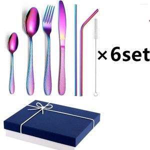 Juegos de vajilla 42 Uds tenedor cuchara cuchillo Set 18/10 cubiertos de acero inoxidable vajilla apto para lavavajillas cena caja de regalo Dropshipp