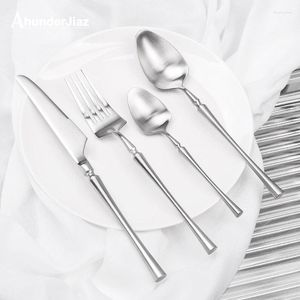 Juegos de vajilla 4 unids/set Retro cuchillo de acero inoxidable tenedor cuchara conjunto carne postre café restaurante suministros hogar cocina vajilla