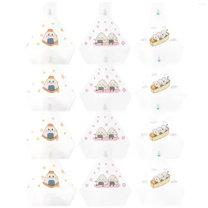 Ensembles de vaisselle 50 pièces Triangle boule de riz emballage japonais Onigiri emballage verre bonbons Sushi emballages en vrac plastique enveloppé