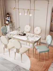 Ensembles de vaisselle Table à manger et chaise en bois massif américain combinaison rectangulaire français carré de roche domestique