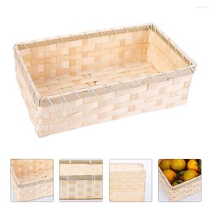 Conjuntos de vajilla Cesta de almacenamiento de bambú Tejido Mesa de centro Decoración Suministros para fiestas Embalaje de caja de juguetes de madera