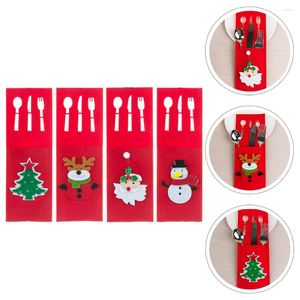 Juegos de vajilla Bolsa de cubiertos de Navidad Titular Bolsa de vajilla Cubierta de mesa de fieltro Bolsas de cubiertos de Navidad Cubiertos Decoración de ajuste de regalo de Santa