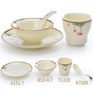 Ensembles de vaisselle couleur Jade, porcelaine élégante, vaisselle en mélamine A5, plats et assiettes Anti-frottement, dîner