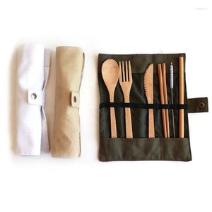 Ensembles de vaisselle de style japonais, couteau en bambou sans laque, fourchette et cuillère, couverts portables, produits faits à la main