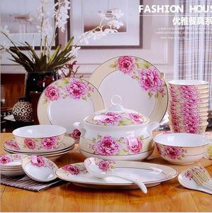 Dinnerware Sets Jingdezhen 58 Pieces Western Style Phnom Penh Ceramic Tableware Set Wholesale Bowls And Of Peony Fairies