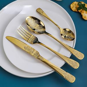 Dinnerware Sets Nordic Luxury Gold Stainless Steel Western Tableware Steak Knife And Fork Spoon Thickened Gift Set