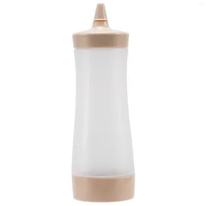 Juegos de vajilla Botella exprimible Accesorios de cocina Barco Salsa de plástico Vinagre Aceite Ketchup Cruet Dispensador de condimentos Beige Transparente