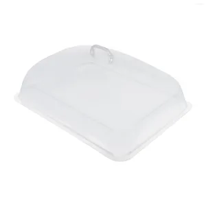 Conjuntos de vajilla Tapa transparente Cubierta a prueba de polvo Pastel Bandeja de plástico transparente Microondas Horno Durable Snack Pan Tienda de malla protectora