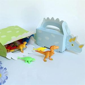 Dinosaur Party Favor Treat Boxes Candy Gift Wrap Niños Niña Niño Cumpleaños DinoTable Decoraciones Azul Green206a