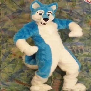 Discount Factory Blue Fox Long Hair Mascot Costume pour adultes Christmas Halloween tenue fantaisie Dishyle259s