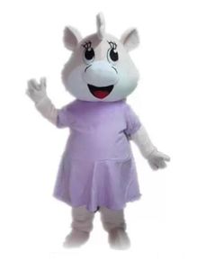 Remise vente d'usine un costume de mascotte de gros bétail avec une robe violette pour adulte à porter