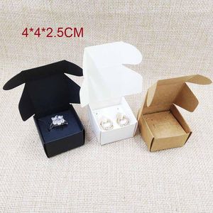 Display-DIY-Schmuckschatulle aus Papier mit Ohrringkarteneinsätzen, 100 Box + 100 Ring-/Ohrringkarten, weiß/braun/schwarz, Geschenkbox, Ohrring-Ring-Box