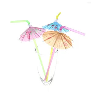 Gobelets jetables pailles, 120 pièces, parapluie Fluorescent, ventouses Tubularis pour Bar Club, boisson DIY (couleur mixte)