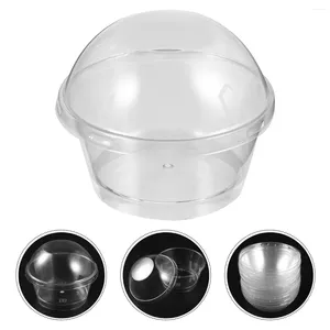 Vasos desechables con pajitas, 20 con tapas, soportes transparentes para cupcakes, muffins, pudín, revestimiento redondo para pastel, molde para brulee, sartenes para postres