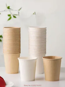 Tass jetables Paires 40pcs de haute qualité Bamboo Fibre Momeding Paper Coffee Cup Party Supplies
