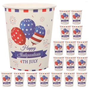 Vasos desechables, pajitas, 48 Uds., taza de papel con bandera americana, cubiertos con impresión para el hogar, café, bebida para fiesta del 4 de julio