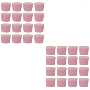 Gobelets jetables pailles Housoutil doublures de Cupcake et crème glacée-100 pièces bols à Dessert conteneurs pour les événements de fêtes