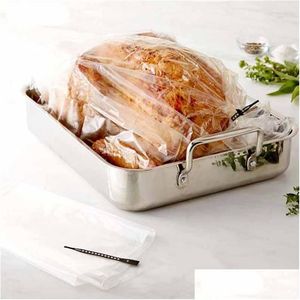 Disposable Dinnerware 100Pcs Heat Resistance Nylon-Blend Slow Cooker Liner Roasting Turkey Bag For Cooking Oven Baking Bags Kitchen Dhdpt