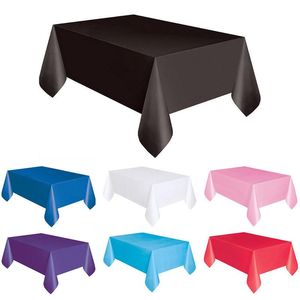 Disposable Dinnerware Plastic Solid Color Tablecloth Birthday Party Wedding Christmas Table Cover Wipe Covers Rectangle Desk Cloth Decor