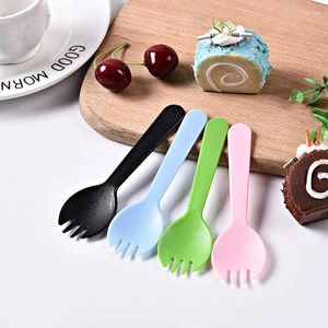 Couverts jetables 100pcs cuillères en plastique pour gâteau de crème glacée à la crème glacée Restaurants de dessert et fournitures de fête d'anniversaire pour enfants