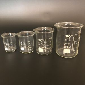 Guantes desechables 1 juego 25ml 50ml 100ml 200ml Vaso de vidrio de borosilicato Química Experimento heatresist Labware Equipo de laboratorio 230104