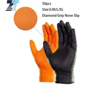 Gants jetables 50 pièces noir orange robuste 8 mil d'épaisseur diamant poignée jetable mélange de vinyle nitrile mécanicien réparation de voiture jardin tatouage 221101