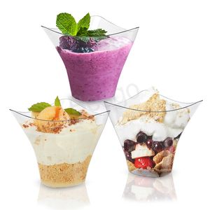Jetable Jelly Plastic Cup Ice Cream Mini Dessert Cake Cups Avec Cuillère Cuisine Transparent Fruit Salade De Légumes Tasse BH6463 WLY