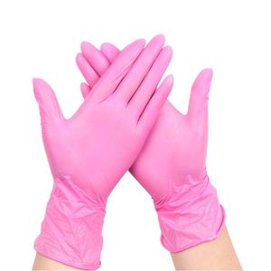 Gants jetables en latex Mitaines synthétiques en nitrile Prix compétitif Économique Flexible Sans poudre Non stérile Rose