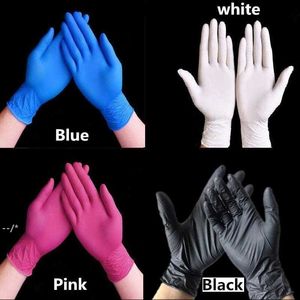 Guantes desechables de nitrilo de látex Negro Azul Blanco Rosa Guante de PVC Belleza Tinte para el cabello Goma Látex Herramientas de cocina Experimento Tatuaje JJD10925