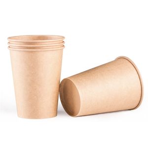 Vasos de papel desechables, vasos de papel Kraft con tapa, taza de café para leche, vasos de papel para bebidas calientes, suministros para fiestas