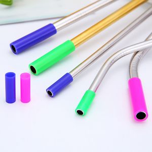 Embouts jetables en silicone pour paille à boire en métal réutilisable à usage universel amovible 6mm 8mm bouchon en silicone de paille en acier inoxydable DH9577