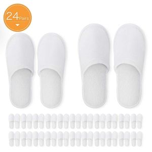 Disposable Slippers 24 Pairs Closed Toe Fit Size for Men and Women el Spa Guest Used White 230216