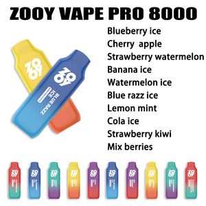 Zooy pro 8000 bouffées de cigarettes électroniques, vapes jetables, batterie rechargeable, en vrac, électronique sauvage 8000, entrepôt dans l'ue