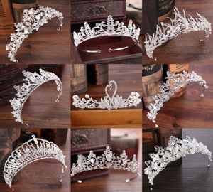 Diversifié Silver Crystal Bride Tiara Crown Fashion Pearl Queen Wedding Crow Crowpiece Heading Hair Bijoux Accessoires 8337251