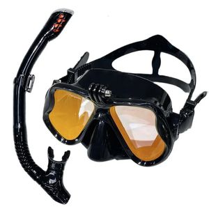 Masque de plongée avec monture de caméra de sport Electroplate en verre trempé Le silicone est sûr et confortable 240410