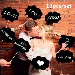 Bricolage 10pcs cartes noires 10pcs bâtons + craie + glute photo accessoires d'amour bricolage photographie de mariage de mariage de mariage photobooth pour bricolage de photographie accessoires