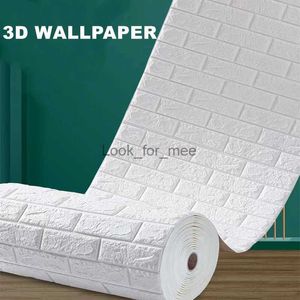 DIY 3D Etiqueta de la pared Papel tapiz Rollo Autoadhesivo Blanco Azul Rosa Gris Espuma Ladrillo Suave Cocina Habitación Decoración de la pared del hogar A prueba de agua HKD230828